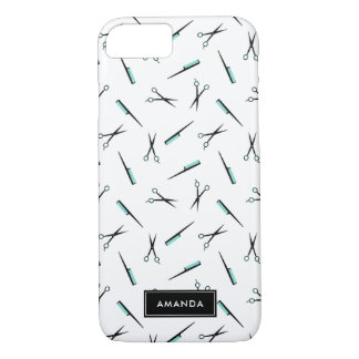 Coque iPhone 8/7 Les ciseaux et le motif de peignes - ajoutez le