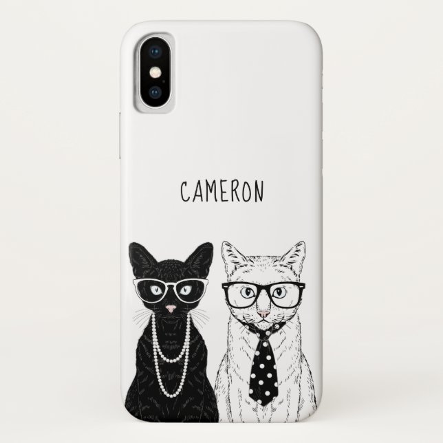 Coques Case-Mate iPhone Les couples | de chat ajoutent votre nom (Dos)