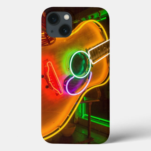 Coques Case-Mate iPhone Les Etats-Unis, le Texas, Austin. Guitare au néon (Verso)