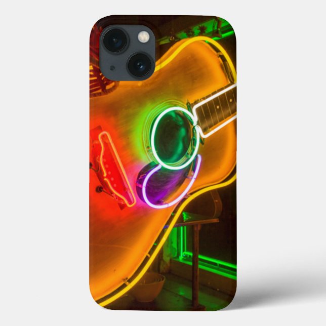 Coques Case-Mate iPhone Les Etats-Unis, le Texas, Austin. Guitare au néon (Verso)
