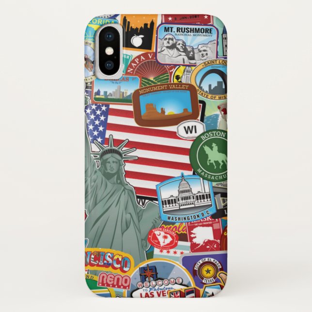 Coques Case-Mate iPhone Les Etats-Unis voyagent motif d'autocollant (Dos)