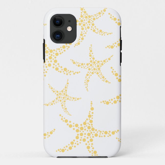 Coques Case-Mate iPhone Les étoiles de mer modèlent dans jaune et le blanc (Dos)