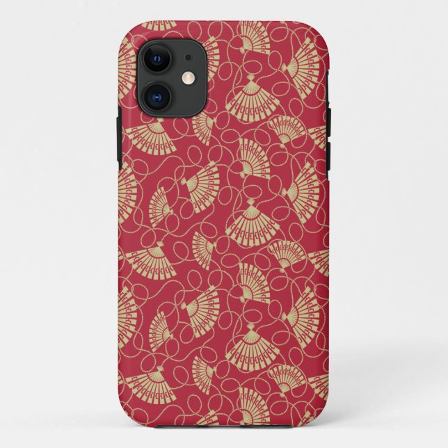 Coques Case-Mate iPhone Les fans d'or japonais en rouge (Dos)