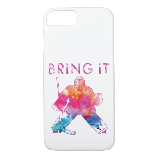 Coques Case-Mate iPhone Les Filles Apportent Son Hockey Goalie Aquarelle r (Dos)