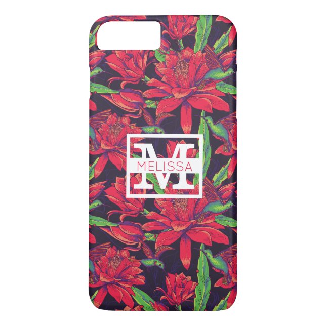 Coques Case-Mate iPhone Les fleurs et les colibris | ajoutent votre nom (Dos)
