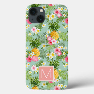 Etui iPhone 13 Les Fleurs tropicales   Add Your Initial
