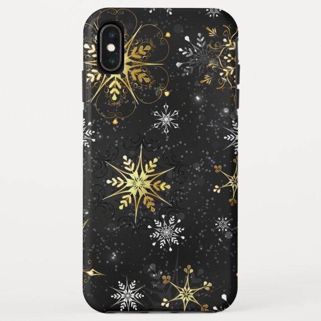 Coques Case-Mate iPhone Les flocons dorés de Noël sur l'Arrière - plan noi (Dos)