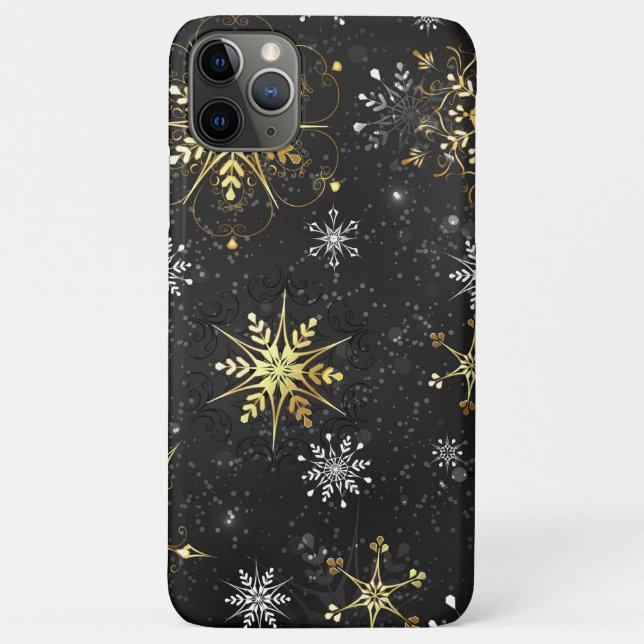 Coques Case-Mate iPhone Les flocons dorés de Noël sur l'Arrière - plan noi (Dos)