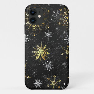 Case-Mate iPhone Case Les flocons dorés de Noël sur l'Arrière - plan noi