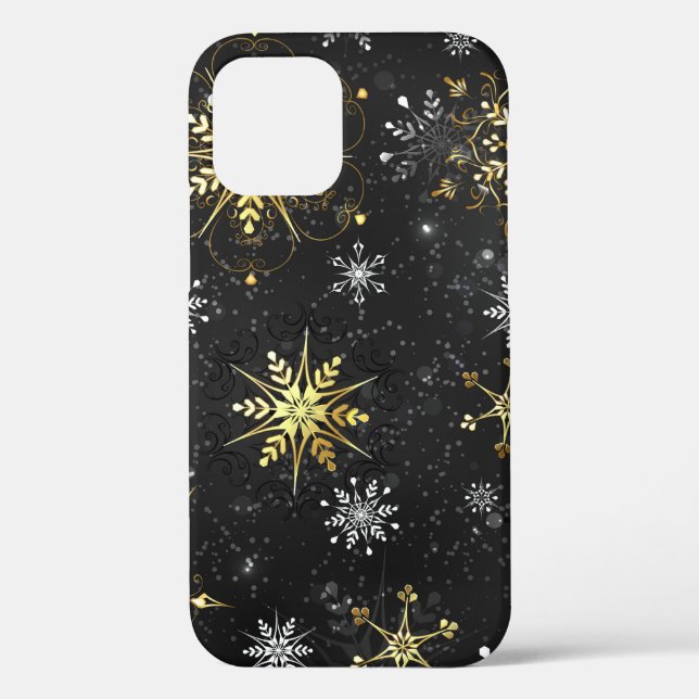 Coques Case-Mate iPhone Les flocons dorés de Noël sur l'Arrière - plan noi (Verso)