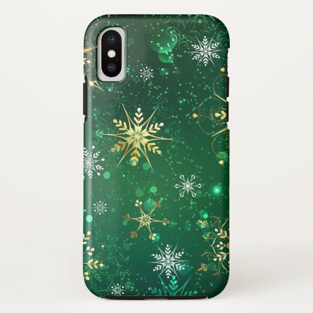 Coques Case-Mate iPhone Les flocons dorés de Noël sur l'Arrière - plan ver (Dos)