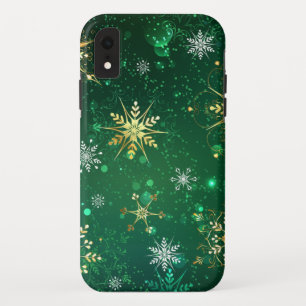 Case-Mate iPhone Case Les flocons dorés de Noël sur l'Arrière - plan ver