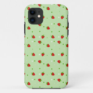Coque Case-Mate iPhone Les fraises modèlent avec l'arrière - plan vert