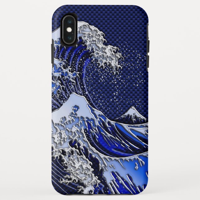 Coques Case-Mate iPhone Les grands styles de bleu de carbone de chrome de (Dos)