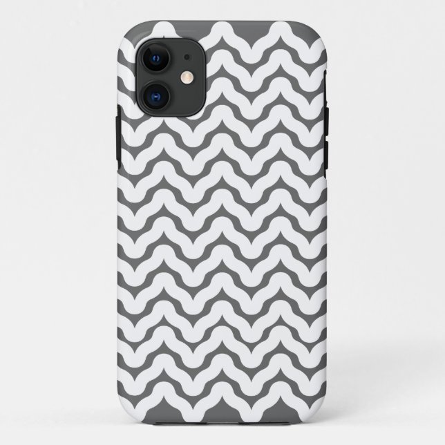 Coques Case-Mate iPhone Les gribouillis onduleux gris et blancs modèlent (Dos)
