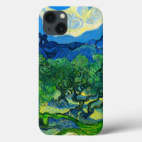 Les oliviers de Van Gogh dans un paysage montagneu