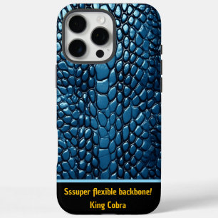 Coque iPhone 16 Pro Max Les peaux de serpent bleu brillant ajoutent une te