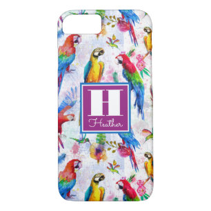 Coque iPhone 7 Les perroquets de style d'aquarelle   ajoutent