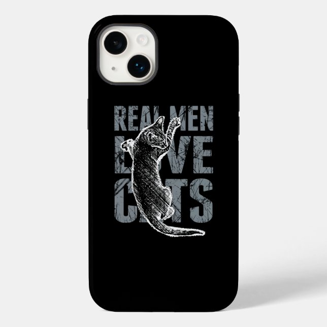 Coques Case-Mate iPhone Les vrais hommes aiment les chats en Grunge Style  (Verso)