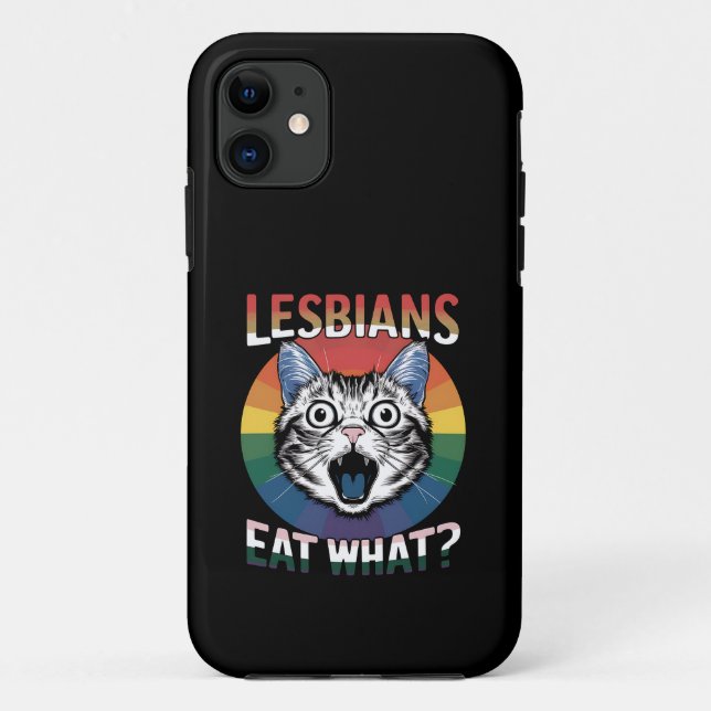 Coques Case-Mate iPhone Lesbiennes mangent quoi humour de chat drapeau de  (Dos)