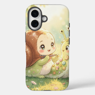 Coque Pour iPhone 16 L'escargot et la magie des couronnes de fleurs