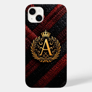 Coque Case-Mate iPhone Lettre A de monogramme doré élégant avec couronne 