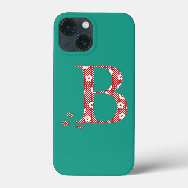 Coques Case-Mate iPhone lettre à motifs floraux B(rouge & points) Coque-Ma (Verso)