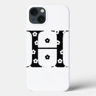 iPhone 13 Coque lettre à motifs floraux H