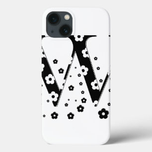 Etui iPhone 13 lettre à motifs floraux W
