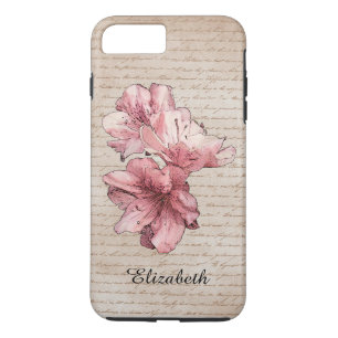 Coque iPhone 7 Plus Lettre âgée Personnaliser rose illustrée Nom