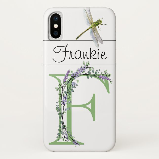 Coques Case-Mate iPhone Lettre alphabétique F Lavender Eucalyptus Dragonfl (Dos)