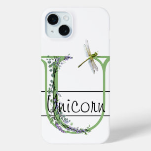 Coque Case-Mate iPhone Lettre alphabétique U, aquarelle Lavender Dragonfl