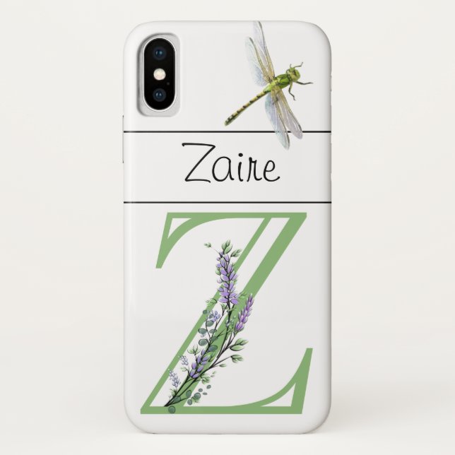 Coques Case-Mate iPhone Lettre alphabétique Z Lavender Eucalyptus Dragonfl (Dos)