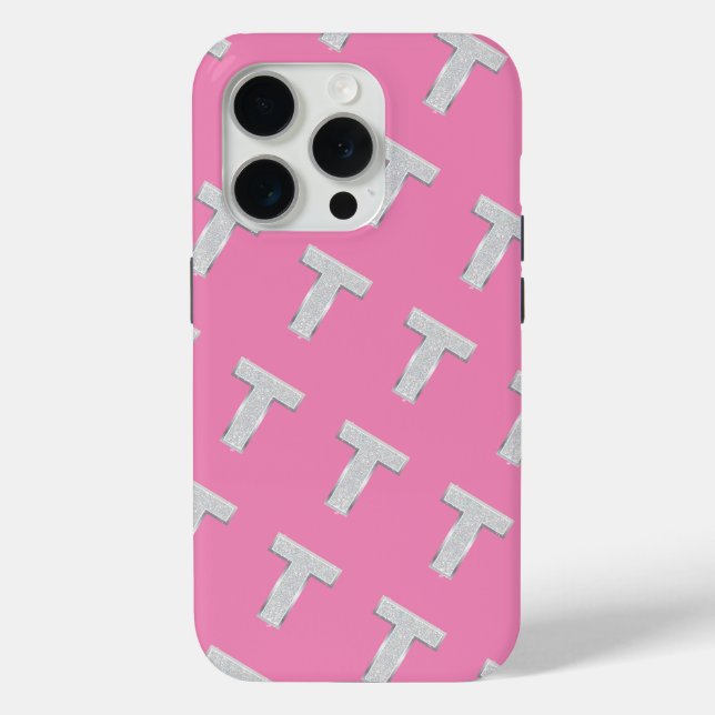 COQUES Case-Mate iPhone LETTRE ARGENT ROSE T (Verso)