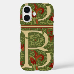 Coque Pour iPhone 16 Lettre B à monogramme de William Morris Fleurs Rou
