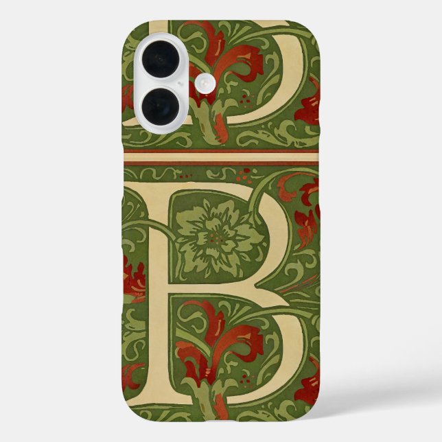Coques Case-Mate iPhone Lettre B à monogramme de William Morris Fleurs Rou (Verso)
