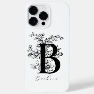 Coque Case-Mate iPhone Lettre B Monogramme Floral Botanique Nom   
