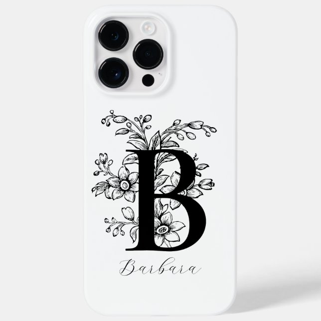 Coques Case-Mate iPhone Lettre B Monogramme Floral Botanique Nom    (Verso)