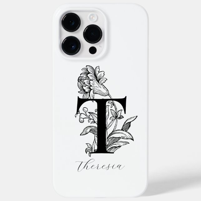 Coques Case-Mate iPhone Lettre botanique monogramme T nom    (Verso)