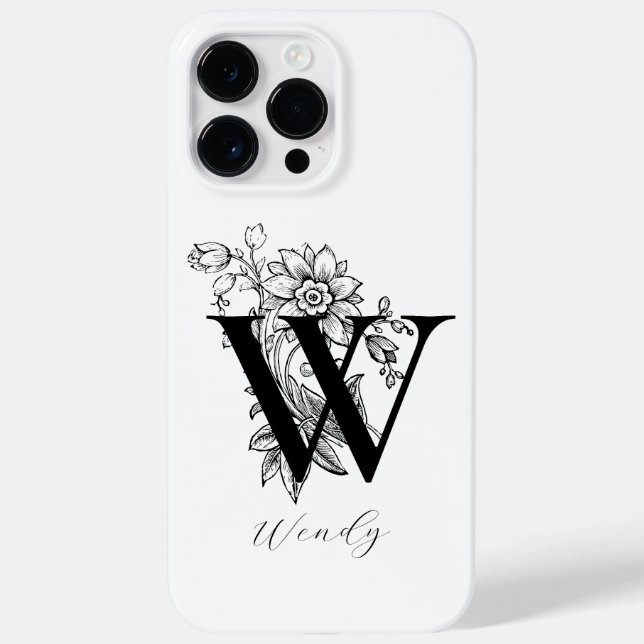 Coques Case-Mate iPhone Lettre botanique monogramme W  (Verso)