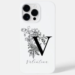 Coque Case-Mate iPhone Lettre botanique V Nom du monogramme