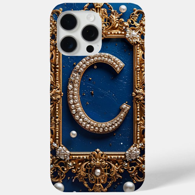 Coques Case-Mate iPhone Lettre C en bijou doré ornée Monogramme Élégance ✨ (Verso)