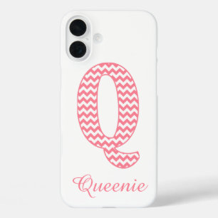 Coque Pour iPhone 16 Plus LETTRE CHICOPIE PINGÉE Pink Classique Q MONogramme