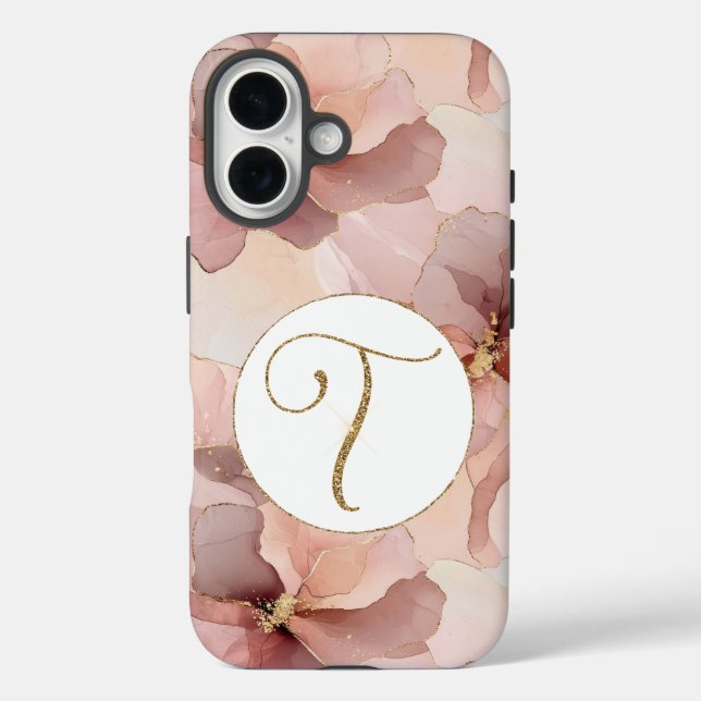 Coques Case-Mate iPhone LETTRE DE Parties scintillant D'OR Floral Rose (Verso)