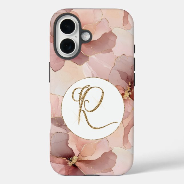 Coques Case-Mate iPhone LETTRE DE Parties scintillant D'OR Floral Rose BLA (Verso)