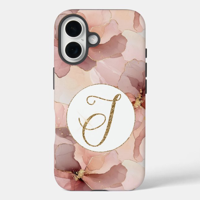 Coques Case-Mate iPhone LETTRE DE Parties scintillant D'OR Floral Rose JF (Verso)