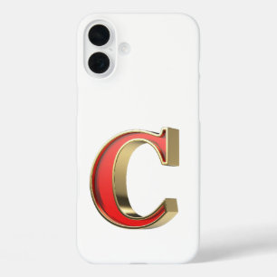 Coque Pour iPhone 16 Plus Lettre en verre rouge C