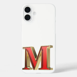 Coque Pour iPhone 16 Plus Lettre en verre rouge M