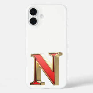 Coque Pour iPhone 16 Plus Lettre en verre rouge N