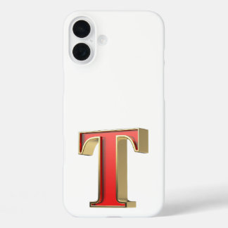 Coque Pour iPhone 16 Plus Lettre en verre rouge T